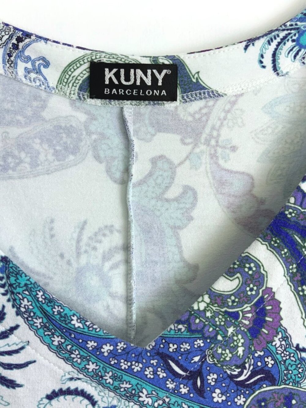 Kuny Barcelona Spanish Resort Wear Paisley Rushed Dress Sz 6 - Picture 4 of 16